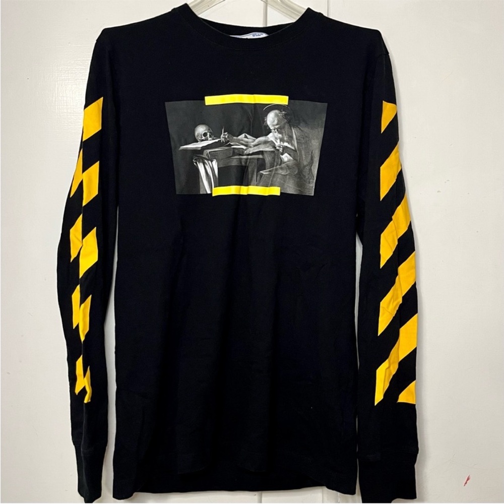 OFF-WHITE Long Sleeve Graphic Tee Black 100% Authenticated